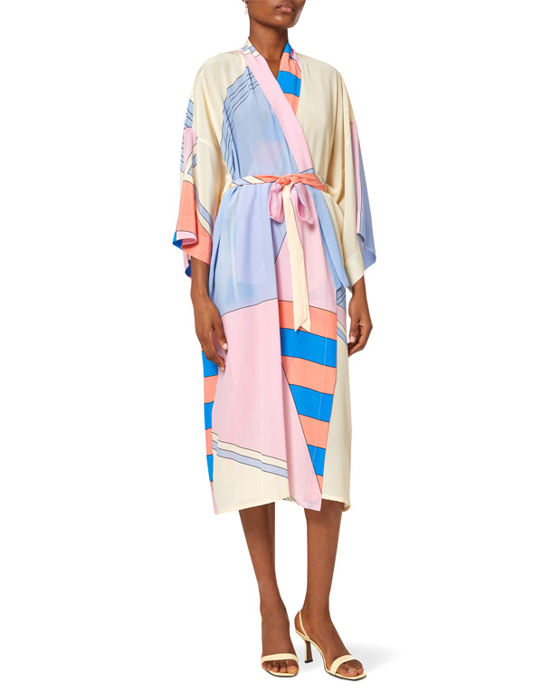 Basie kimono wrap dress in silk - Louisa Parris
